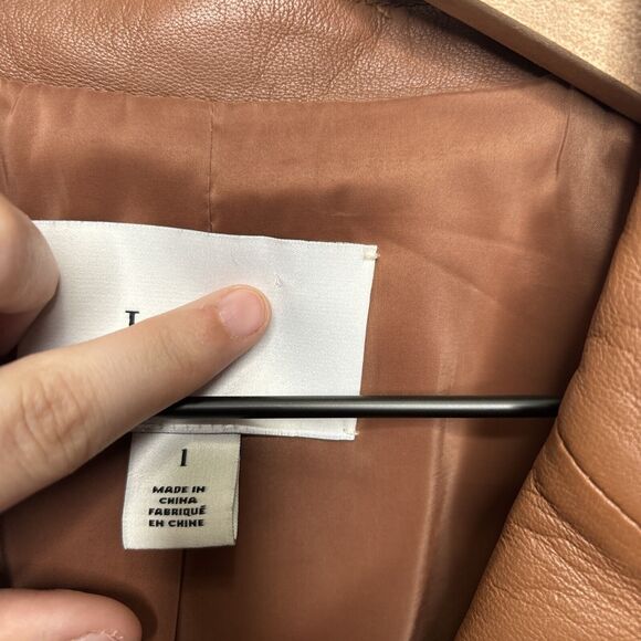 Lewit Leather Blazer Jacket Women's Size 1 Brown Single Button - Picture 9 of 16